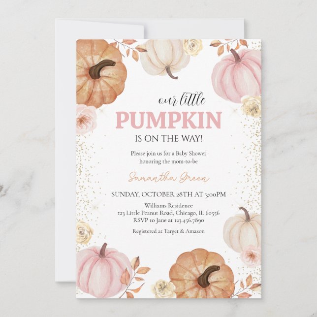 Invitation Petit Baby shower Citrouille (Devant)