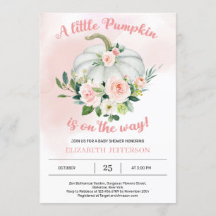 Invitation Petit baby shower citrouille à fleurs roses