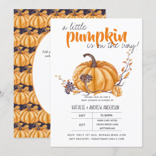 Invitation Petit Baby shower Citrouille Automne Halloween Org