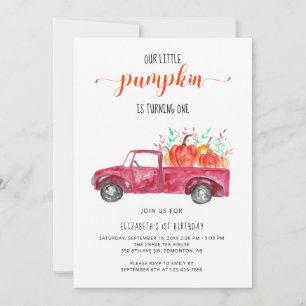 Invitation Petit Baby shower Citrouille Camion Rouge Automne