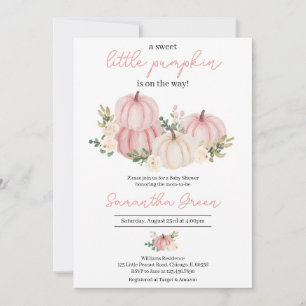 Invitation Petit Baby shower Citrouille rose fille