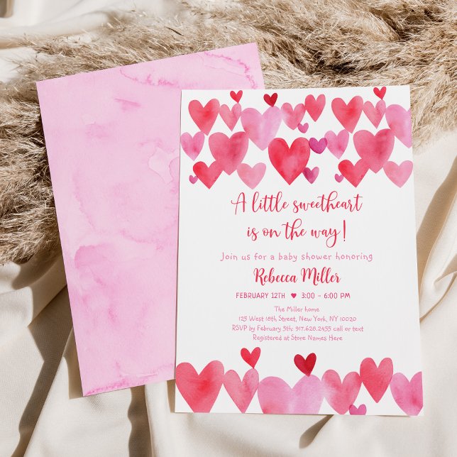 Invitation Petit Baby shower Coeurs Amoureux (Créateur téléchargé)