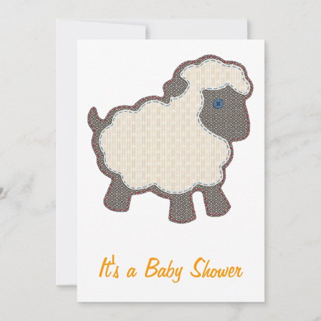 Invitation Petit baby shower d'agneau (Devant)