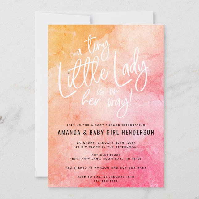 Invitation Petit Baby shower-Dame (rose/orange) (Devant)