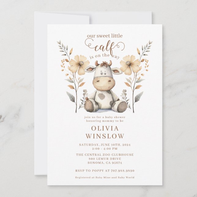 Invitation Petit Baby shower d'aquarelle animale (Devant)