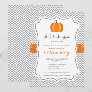 Invitation Petit Baby shower d'automne Citrouille, orange neu