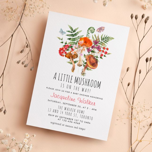 Invitation Petit Baby shower d'automne de champignons (Créateur téléchargé)
