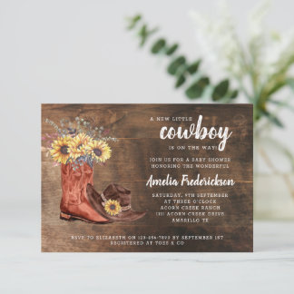 Invitation Petit Baby shower de bottes de cowboy