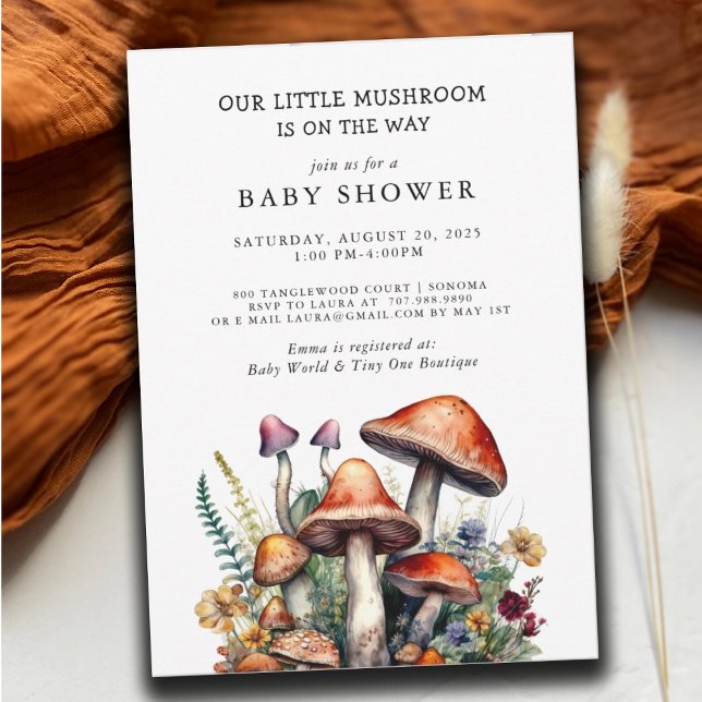 Invitation Petit Baby shower de champignons (Créateur téléchargé)