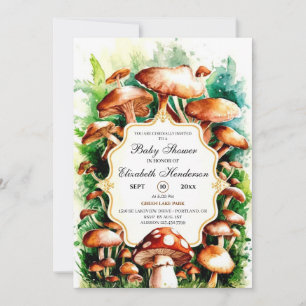 Invitation Petit Baby shower de champignons enchanté