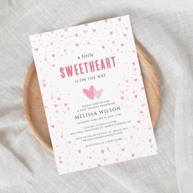 Invitation Petit Baby shower de Coeurs roses amoureux (Pink Love Hearts Girls Baby Shower Invitation)