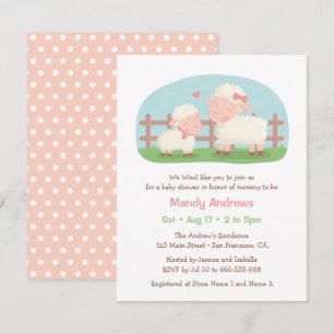 Invitation Petit baby shower de ferme d'agneau et de maman