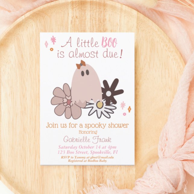 Invitation Petit Baby shower de fille Boo (Créateur téléchargé)