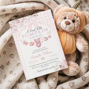 Invitation Petit Baby shower de fille Citrouille rose Floral 