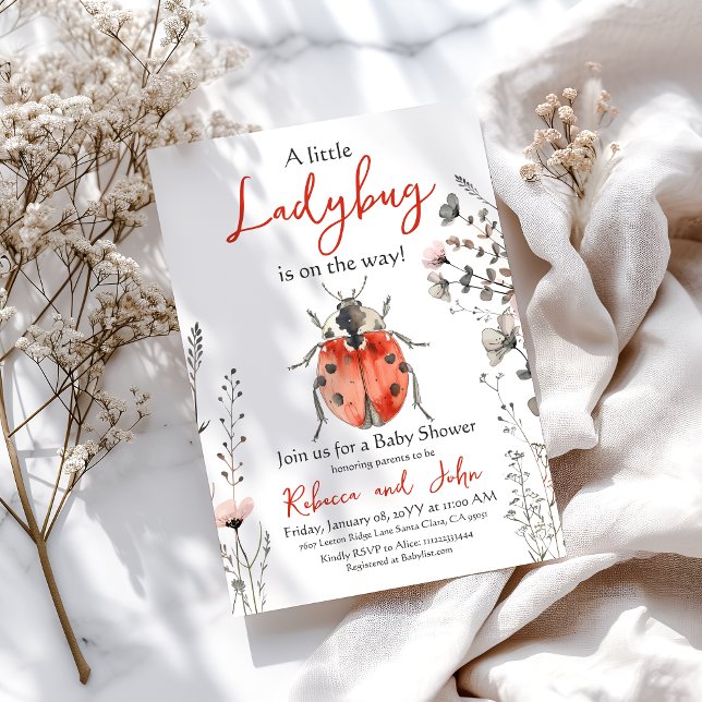 Invitation Petit Baby shower de fille de la coccinelle rouge  (Créateur téléchargé)