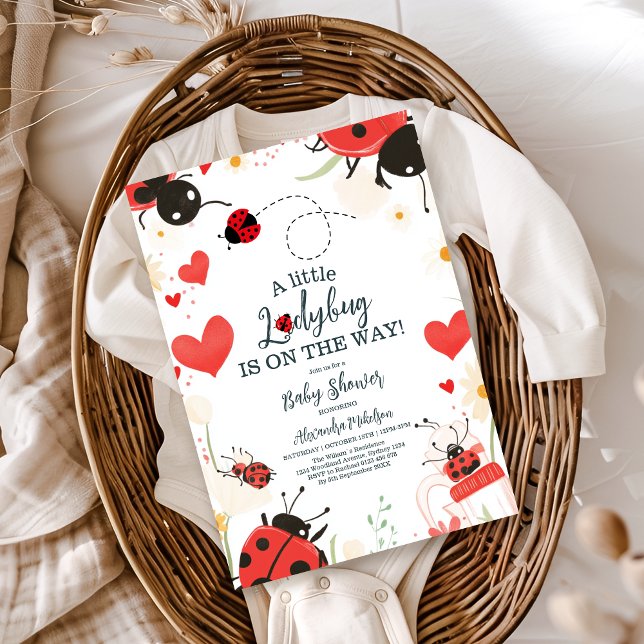 Invitation Petit Baby shower de fille Ladybug (Créateur téléchargé)