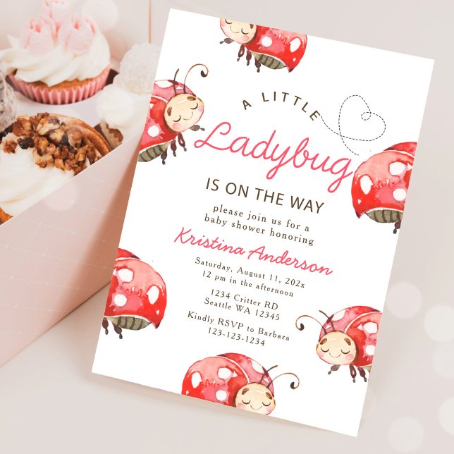 Invitation Petit Baby shower de fille Ladybug (Créateur téléchargé)