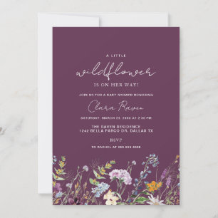 Invitation Petit Baby shower de fleurs pourpre prune Fleur sa