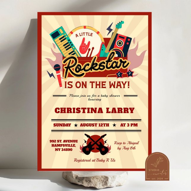 Invitation Petit Baby shower de garçon Rockstar (Créateur téléchargé)