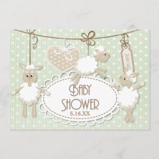 Invitation Petit Baby shower de jouets d'agneau