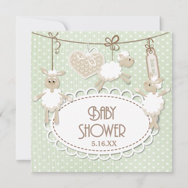 Invitation Petit Baby shower de jouets d'agneau (Devant)