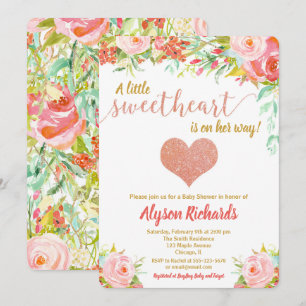Invitation Petit baby shower de jour de Valentines d'amoureux