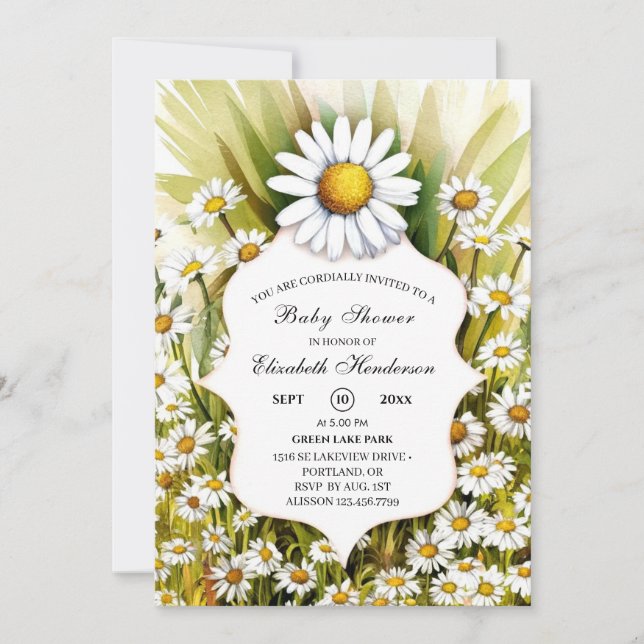 Invitation Petit Baby shower de marguerite personnalisé (Devant)