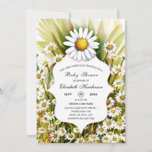 Invitation Petit Baby shower de marguerite personnalisé
