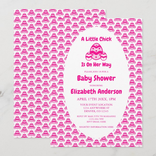 Invitation Petit Baby shower de Pâques (Devant / Derrière)