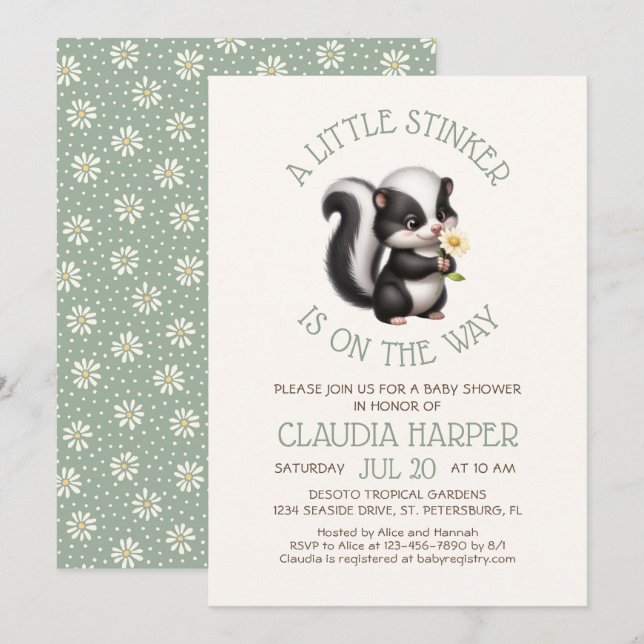 Invitation Petit Baby shower de peau puant (Devant / Derrière)