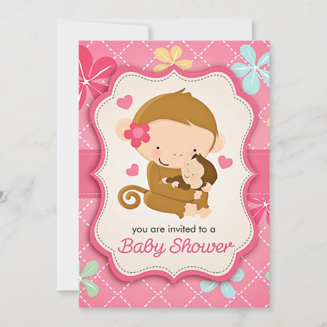 Invitation Petit Baby shower de singe (Devant)