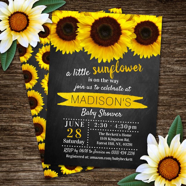 Invitation Petit Baby shower de tableau de bord de tournesol (Créateur téléchargé)