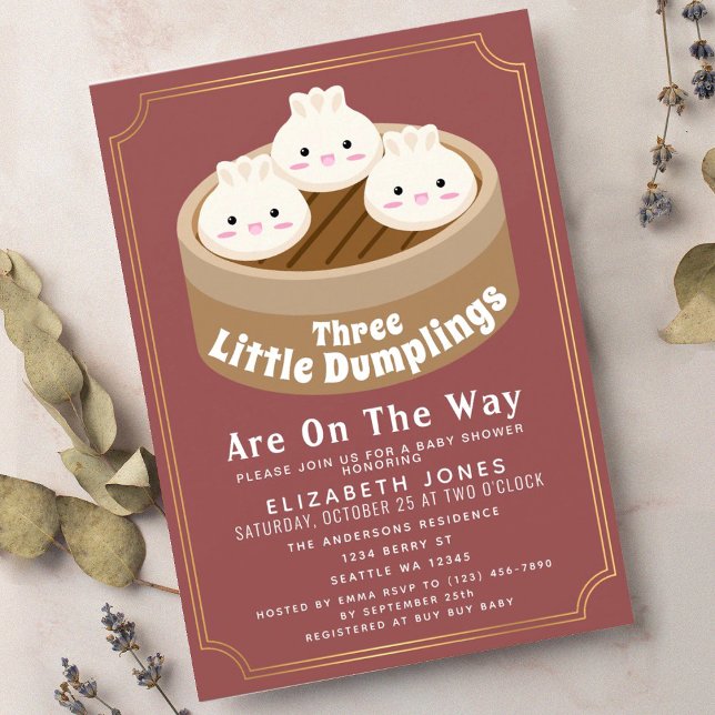 Invitation Petit Baby shower de triplets de dumping (Créateur téléchargé)