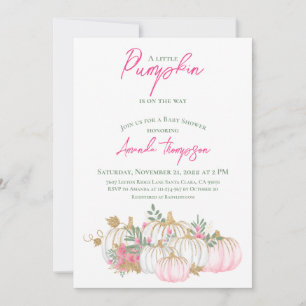 Invitation Petit Baby shower de verdure rose pâle Citrouille