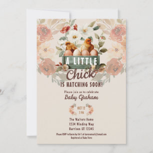 Invitation Petit Baby shower d'éclosion de poulet