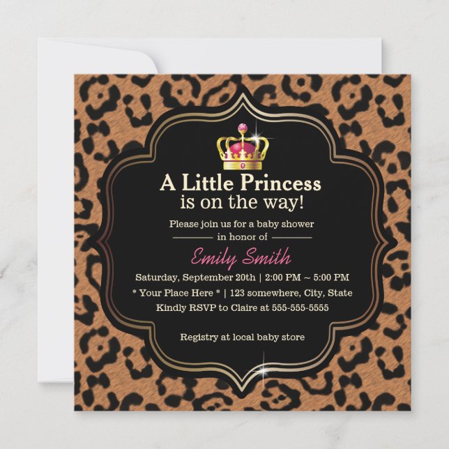 Invitation Petit baby shower d'empreinte de léopard de (Devant)