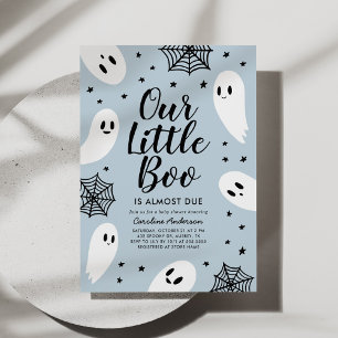 Invitation Petit Baby shower d'Halloween Bleu Boo