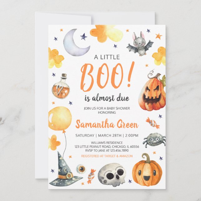 Invitation Petit Baby shower d'Halloween effrayant (Devant)
