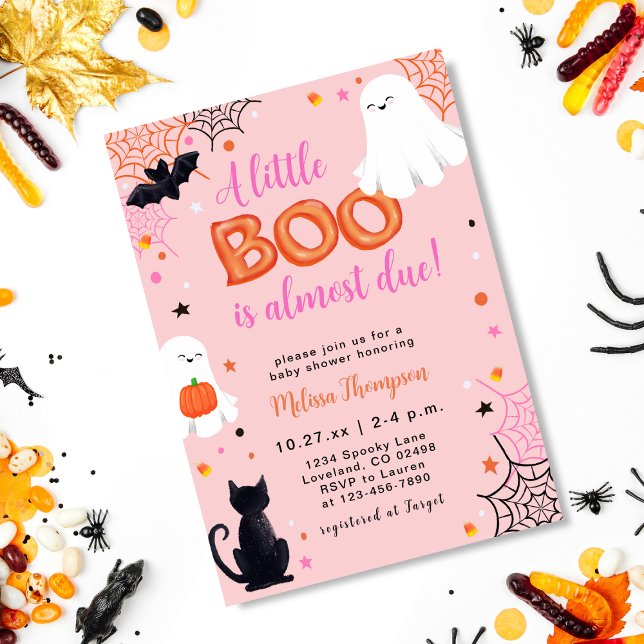 Invitation Petit Baby shower d'Halloween Fille Fantôme de Boo (Créateur téléchargé)