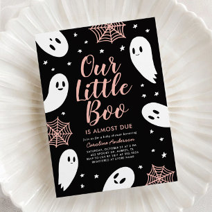 Invitation Petit Baby shower d'Halloween rose Boo