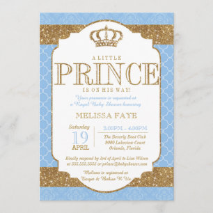 Invitation Petit baby shower d'or de bleus layette de prince