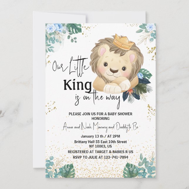 Invitation petit baby shower d'or feuille eucalyptus (Devant)