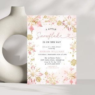 Invitation Petit Baby shower d'ours à fleurs rose