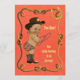 Invitation Petit baby shower ethnique mignon de cowboy