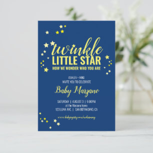 Invitation petit BABY SHOWER étoilé ou SIP & VOIR marine jaun