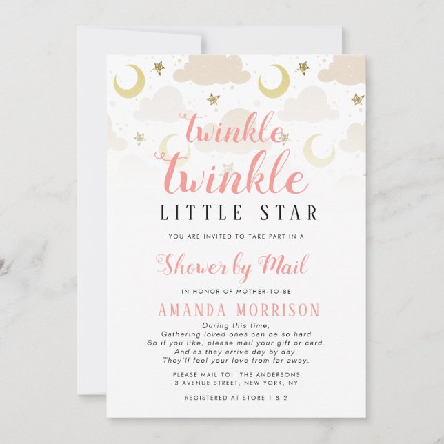 Invitation petit baby shower étoilé scintillant par invitatio (Devant)