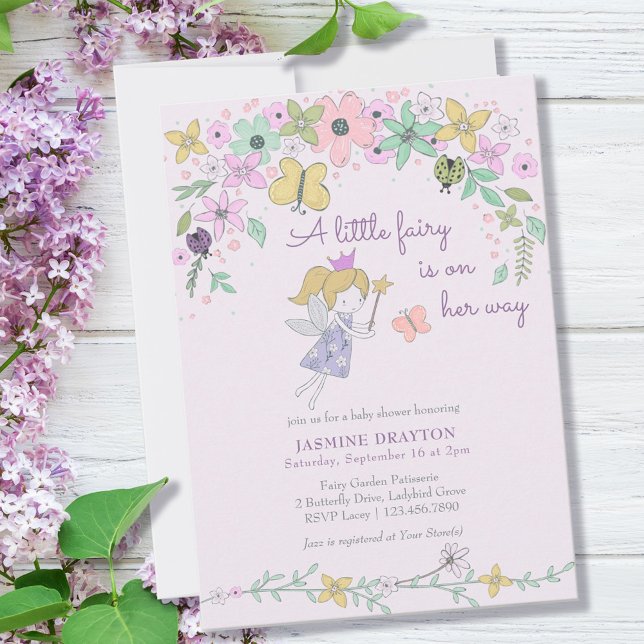 Invitation Petit Baby shower Fairy Whimsal Flower Garden (Créateur téléchargé)