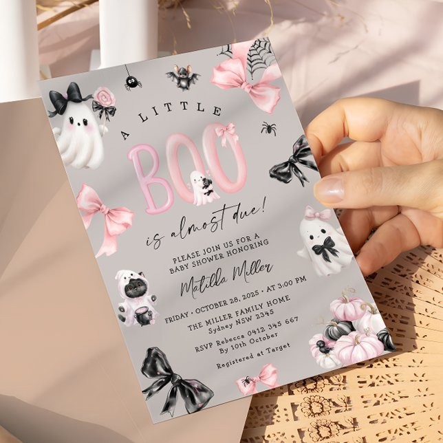 Invitation Petit Baby shower fille d'Halloween Boo (Créateur téléchargé)