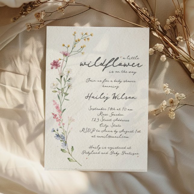 Invitation Petit Baby shower Fleur sauvage (Créateur téléchargé)