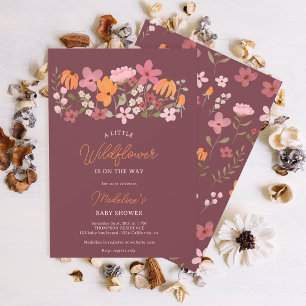 Invitation Petit baby shower fleur sauvage de la prairie boho